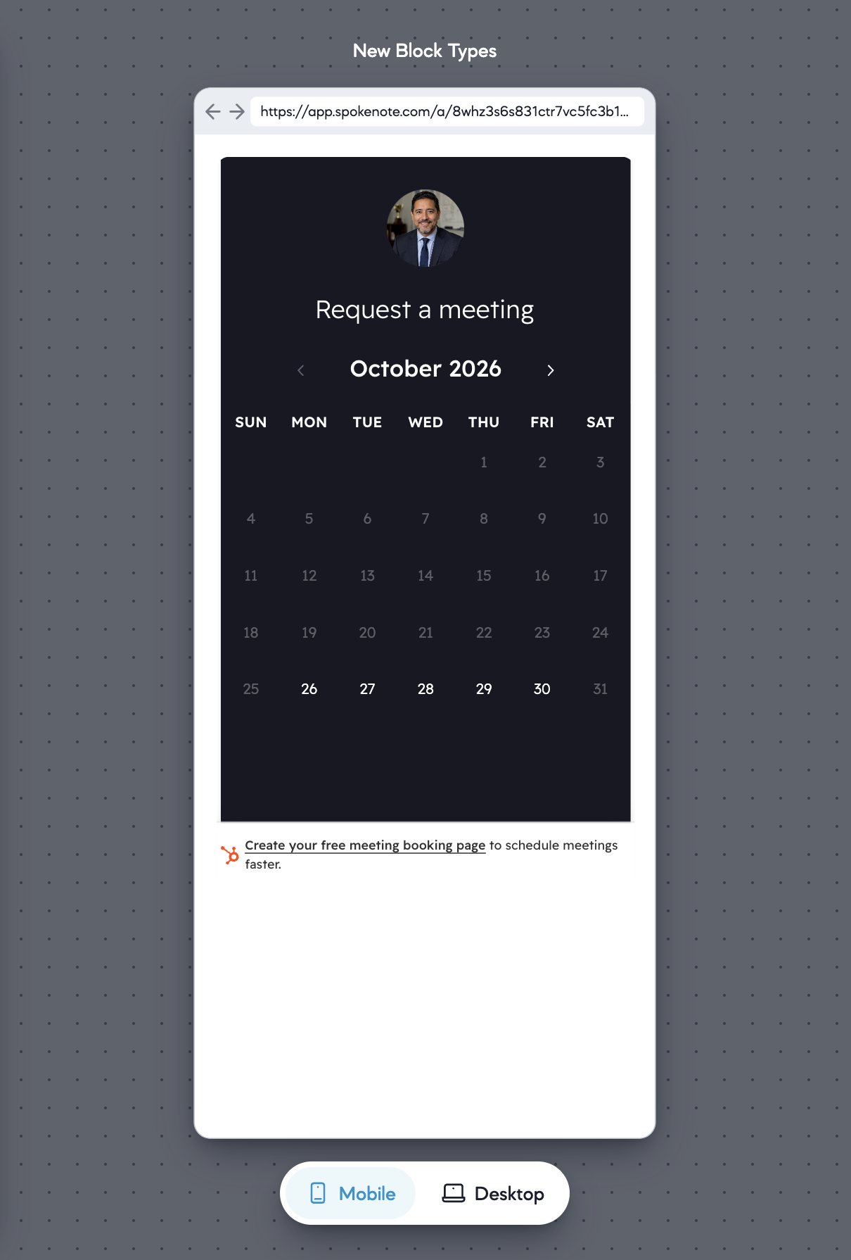 Meeting scheduler block